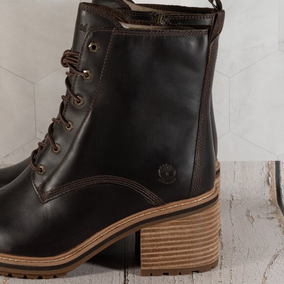 Timberland Women's Sienna High Waterproof Side Zip Boot Dark Brown Size 10 M - Picture 13 of 14
